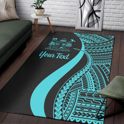 Fiji Custom Personalised Area Rug - Turquoise Polynesian Tentacle Tribal Pattern Crest-Myprintsy