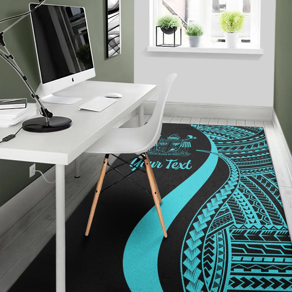 Fiji Custom Personalised Area Rug - Turquoise Polynesian Tentacle Tribal Pattern Crest-Myprintsy