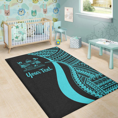 Fiji Custom Personalised Area Rug - Turquoise Polynesian Tentacle Tribal Pattern Crest-Myprintsy