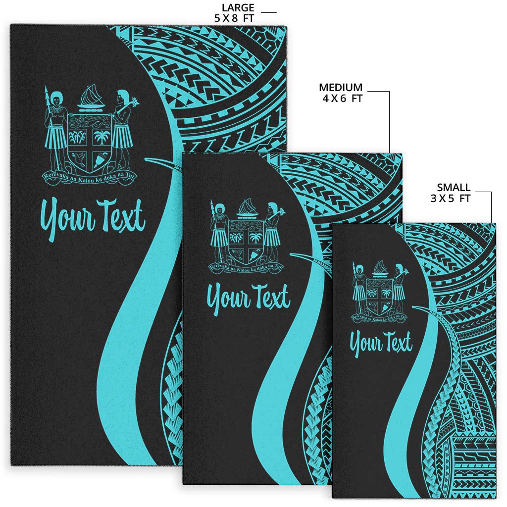 Fiji Custom Personalised Area Rug - Turquoise Polynesian Tentacle Tribal Pattern Crest-Myprintsy