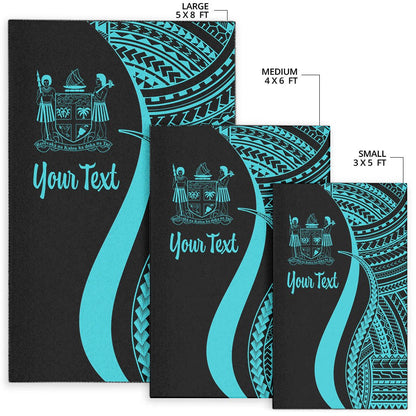 Fiji Custom Personalised Area Rug - Turquoise Polynesian Tentacle Tribal Pattern Crest-Myprintsy