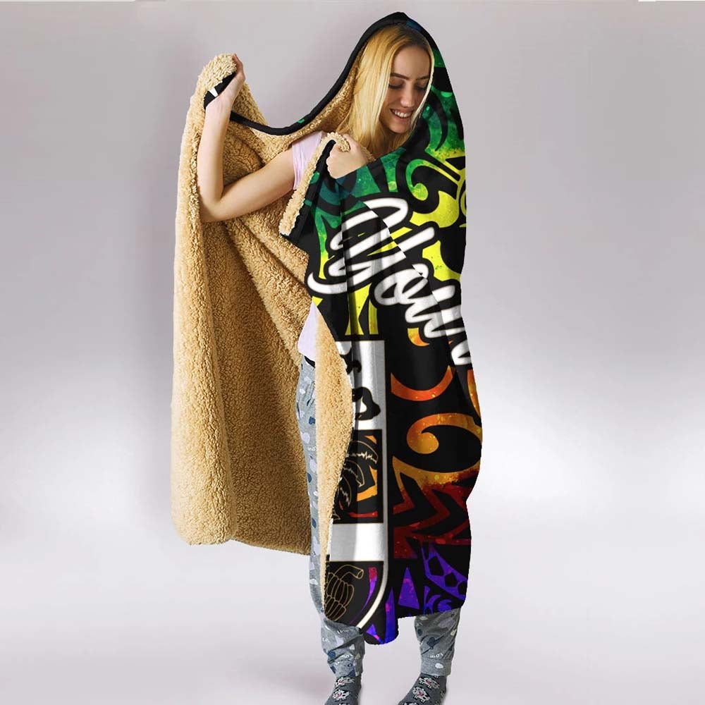 Fiji Custom Personalised Hooded Blanket - Rainbow Polynesian Pattern-Myprintsy