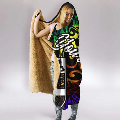 Fiji Custom Personalised Hooded Blanket - Rainbow Polynesian Pattern-Myprintsy