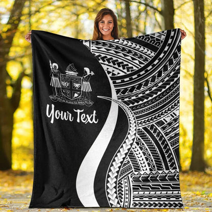 Fiji Custom Personalised Premium Blanket - White Polynesian Tentacle Tribal Pattern Crest-Myprintsy