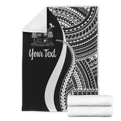 Fiji Custom Personalised Premium Blanket - White Polynesian Tentacle Tribal Pattern Crest-Myprintsy