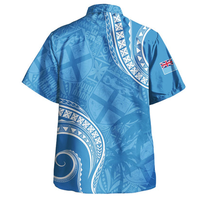 Fiji Hawaiian Shirt Coat Of Arms Ocean Wave Masi Tribal Style-Myprintsy