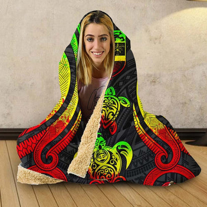 Fiji Hooded Blanket - Reggae Tentacle Turtle-Myprintsy