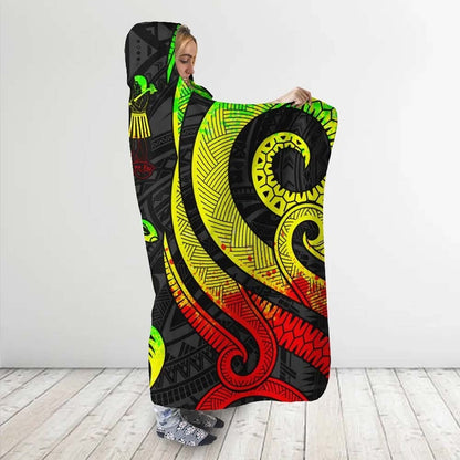 Fiji Hooded Blanket - Reggae Tentacle Turtle Crest-Myprintsy