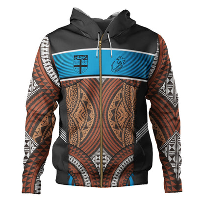 Fiji Hoodie Custom Bula Fiji Rugby Tapa Design-Myprintsy