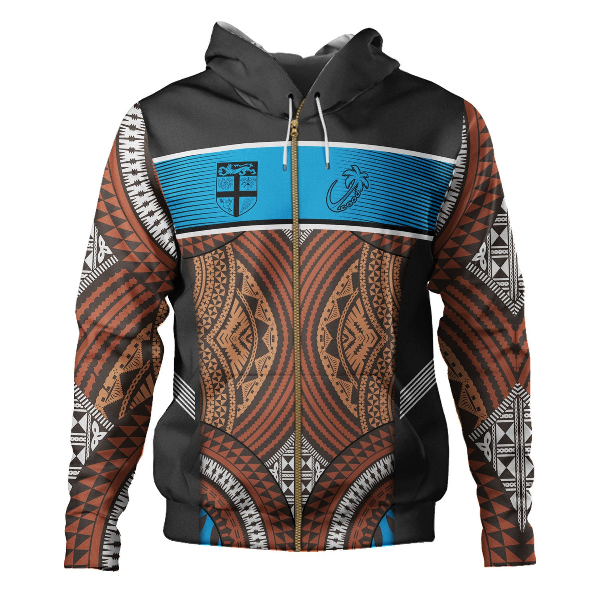 Fiji Hoodie Custom Bula Fiji Rugby Tapa Design-Myprintsy