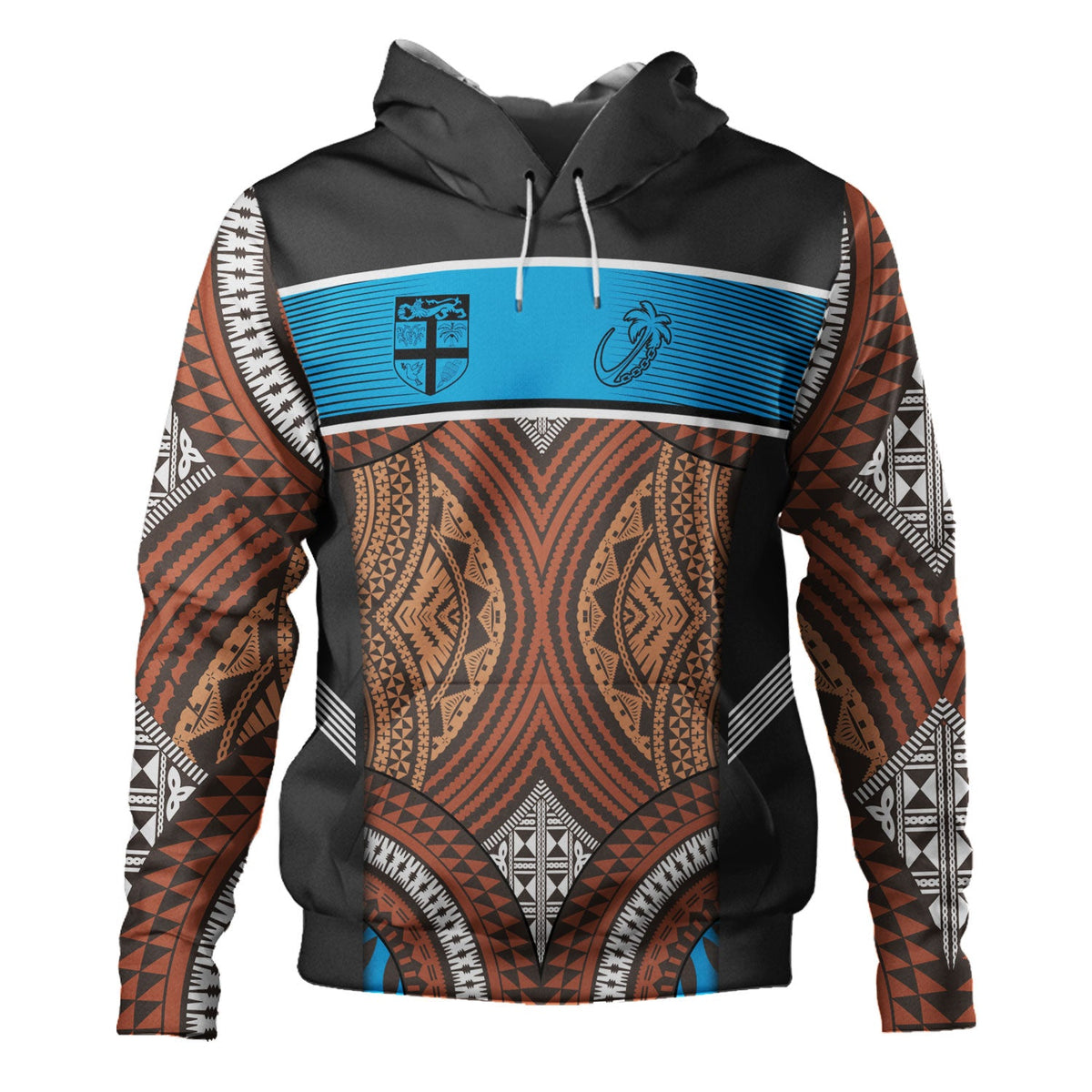 Fiji Hoodie Custom Bula Fiji Rugby Tapa Design-Myprintsy