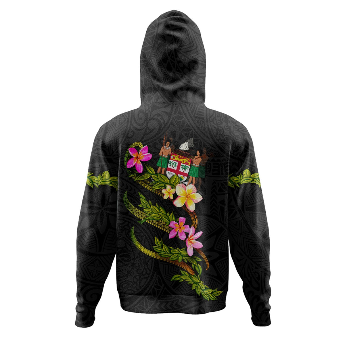 Fiji Hoodie Custom Plumeria Tribal-Myprintsy