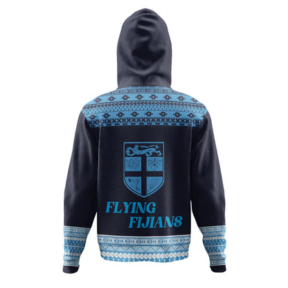 Fiji Hoodie Custom Rugby Flying Fijian Makare And Tapa Design-Myprintsy