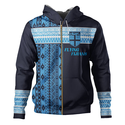 Fiji Hoodie Custom Rugby Flying Fijian Makare And Tapa Design-Myprintsy