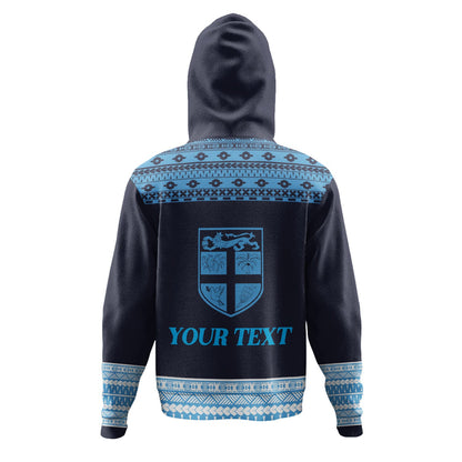 Fiji Hoodie Custom Rugby Flying Fijian Makare And Tapa Design-Myprintsy