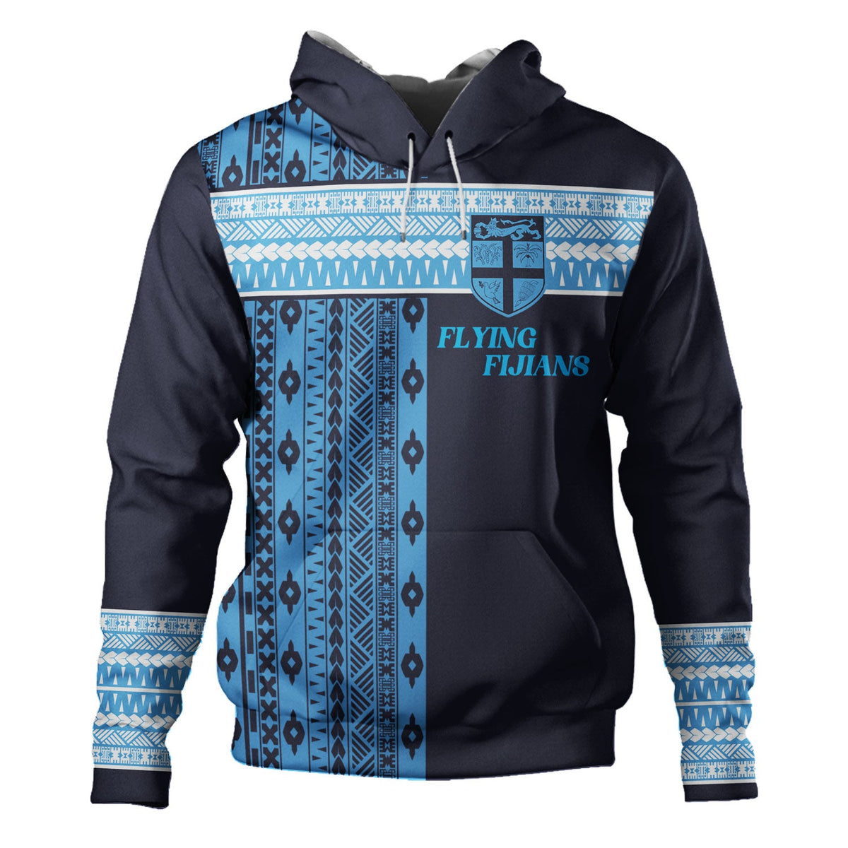 Fiji Hoodie Custom Rugby Flying Fijian Makare And Tapa Design-Myprintsy