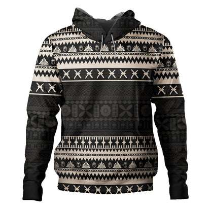 Fiji Hoodie Fijian Masi Pattern Palm Style-Myprintsy