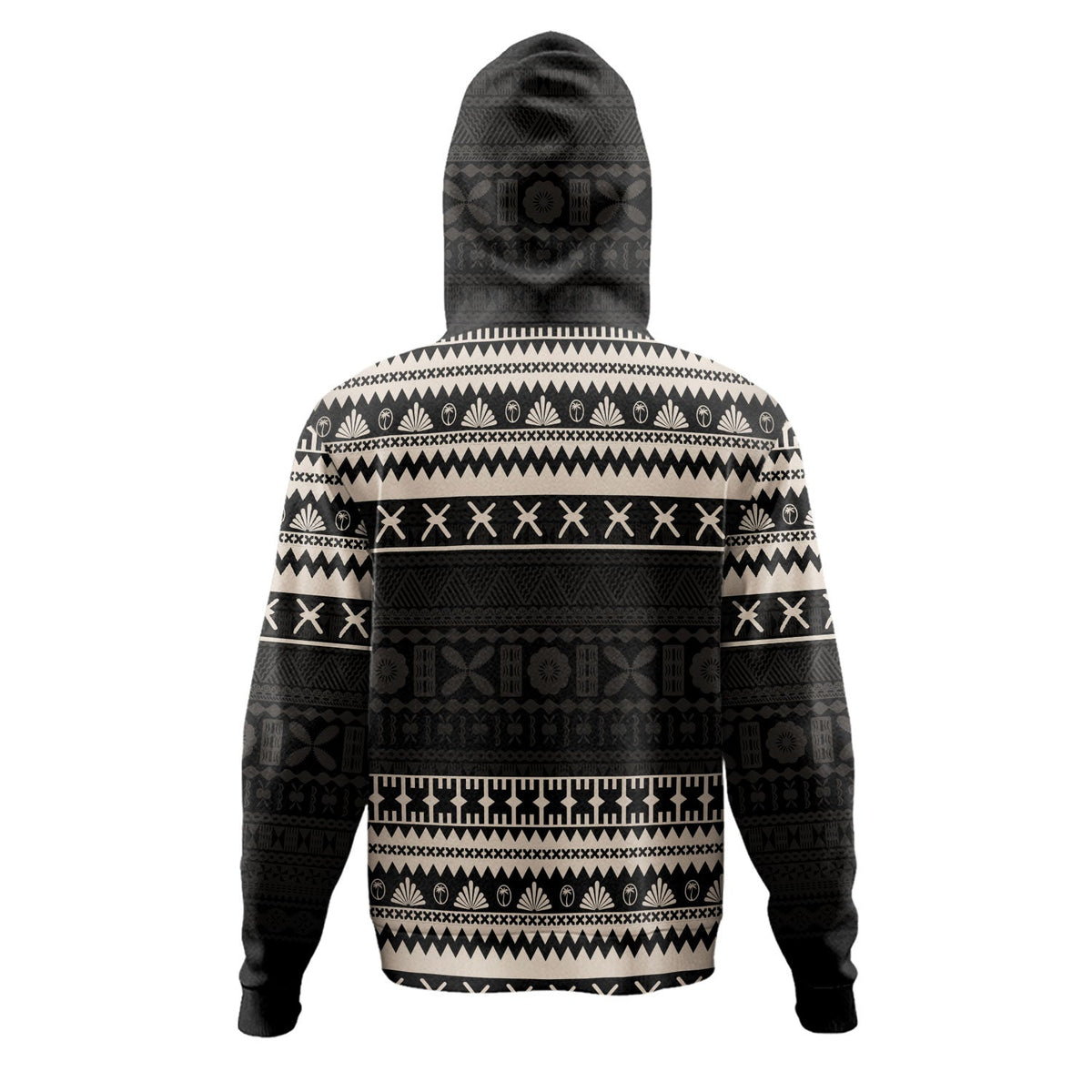 Fiji Hoodie Fijian Masi Pattern Palm Style-Myprintsy