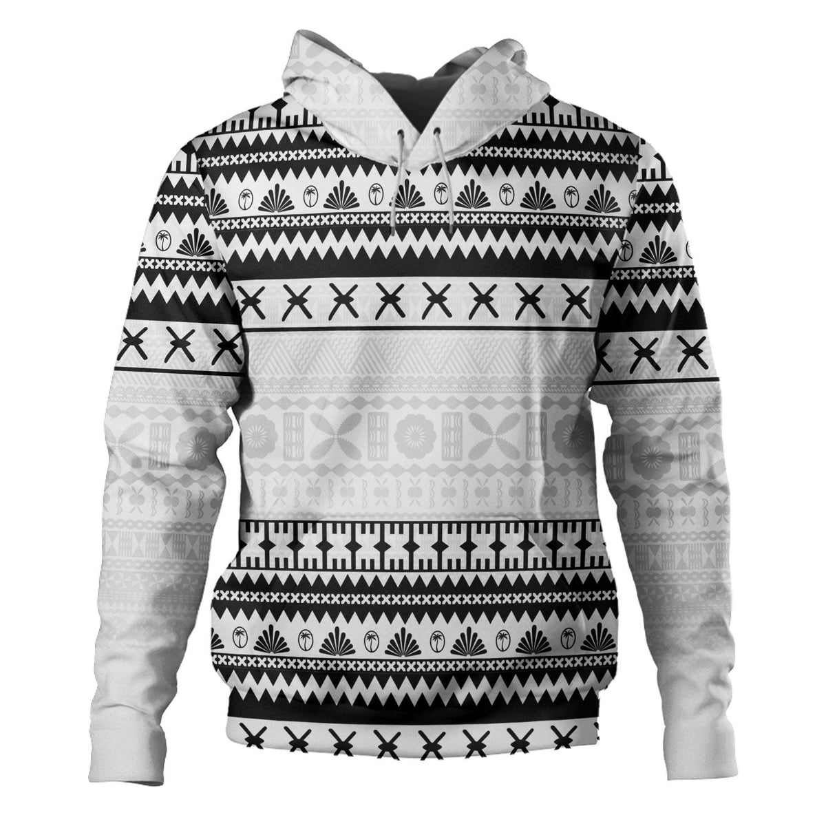 Fiji Hoodie Fijian Masi Pattern Palm Style-Myprintsy