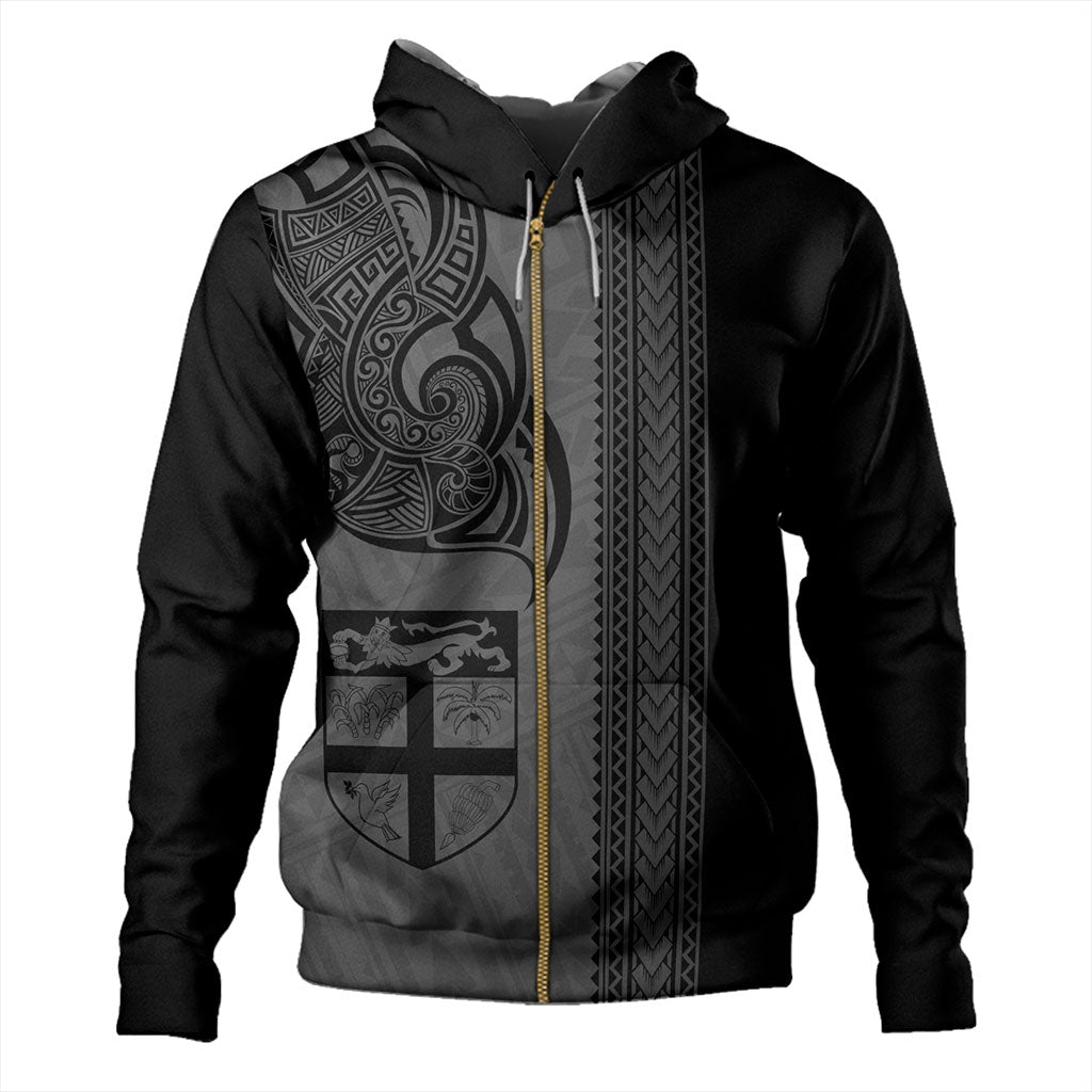 Fiji Hoodie Polynesia Tribal Tattoo Grey-Myprintsy