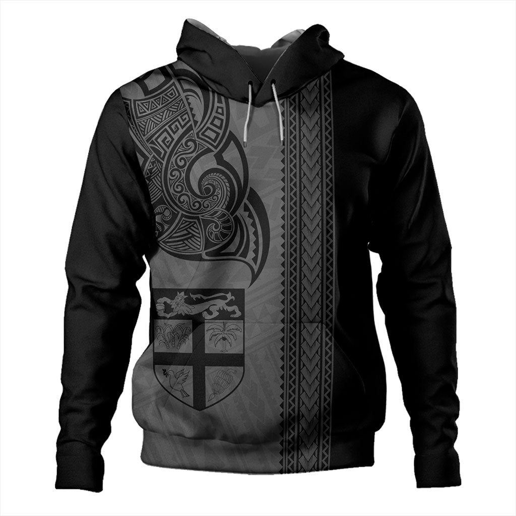 Fiji Hoodie Polynesia Tribal Tattoo Grey-Myprintsy