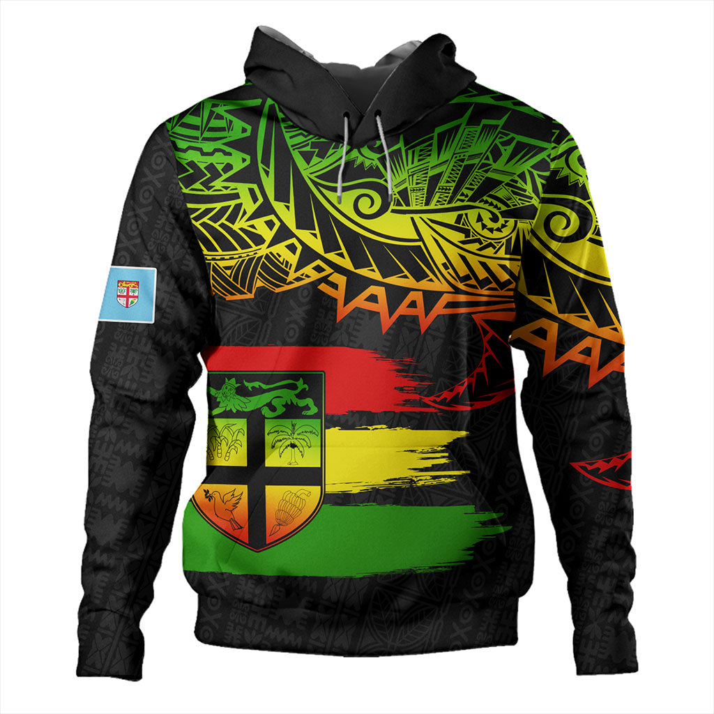 Fiji Hoodie Tribal Melanesia Grunge Reggae-Myprintsy