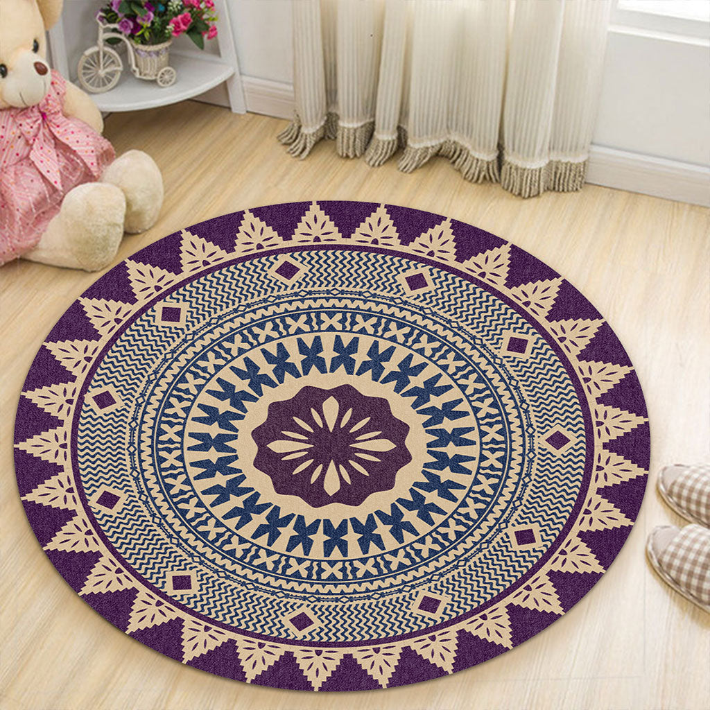 Fiji Round Rug Masi Pattern