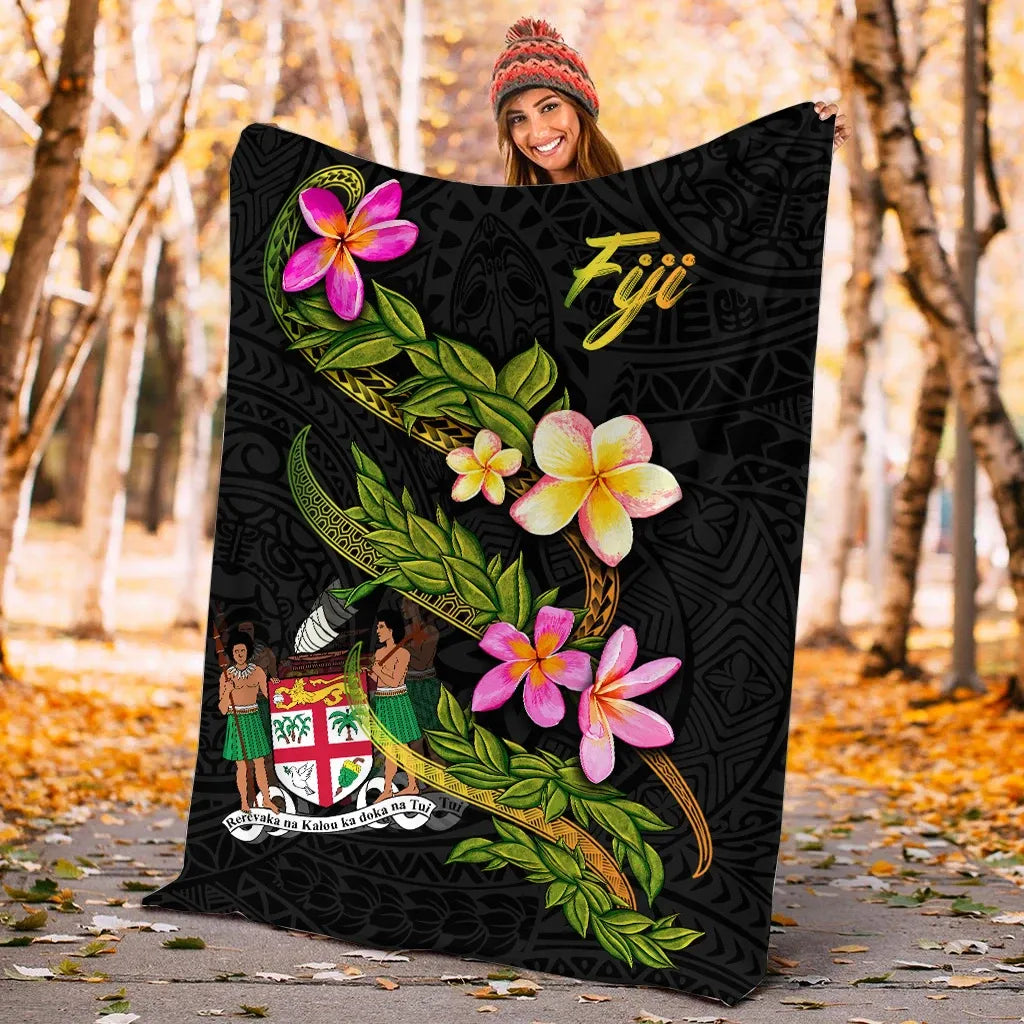 Fiji Polynesian Blanket - Plumeria Tribal-Myprintsy