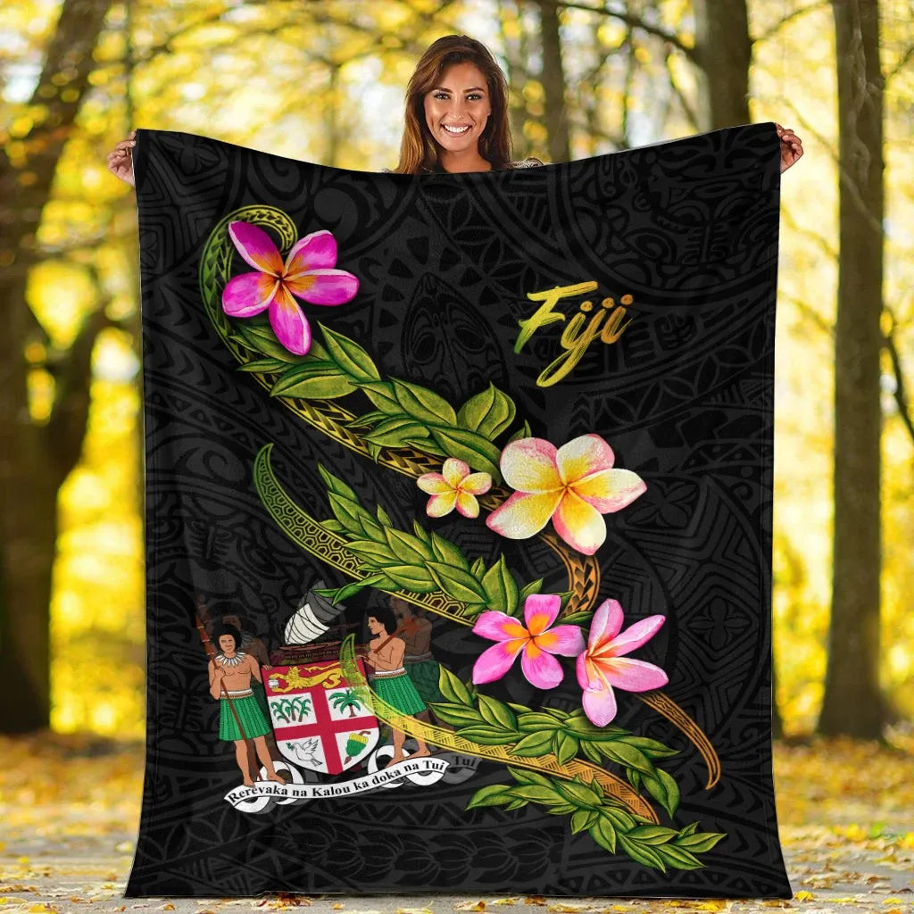 Fiji Polynesian Blanket - Plumeria Tribal-Myprintsy