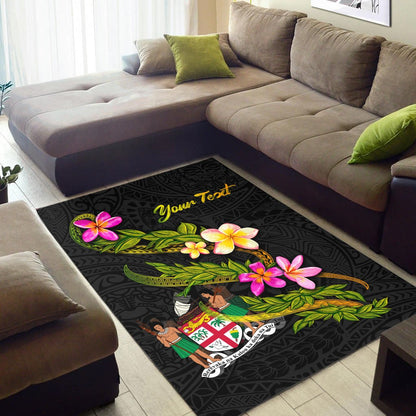 Fiji Polynesian Custom Personalised Area Rug - Plumeria Tribal-Myprintsy