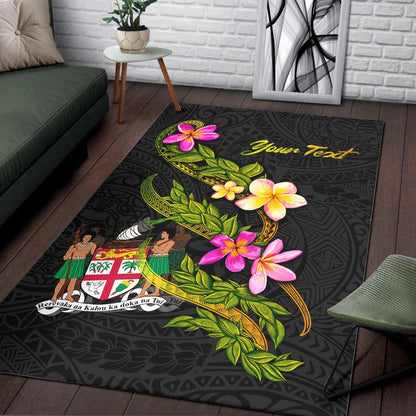 Fiji Polynesian Custom Personalised Area Rug - Plumeria Tribal-Myprintsy