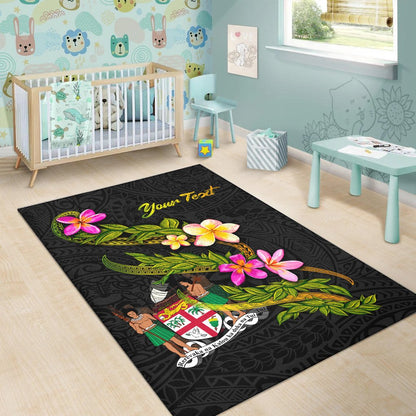 Fiji Polynesian Custom Personalised Area Rug - Plumeria Tribal-Myprintsy