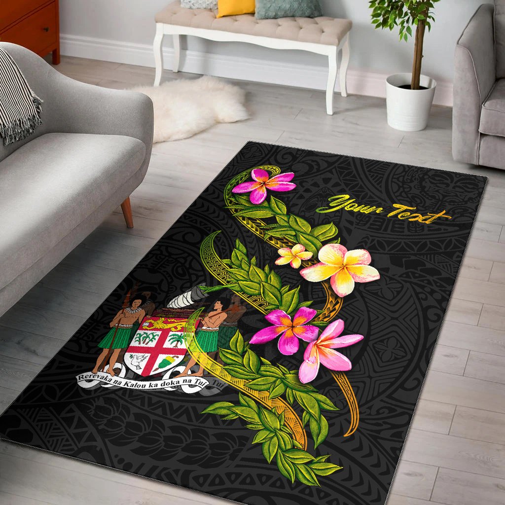 Fiji Polynesian Custom Personalised Area Rug - Plumeria Tribal-Myprintsy