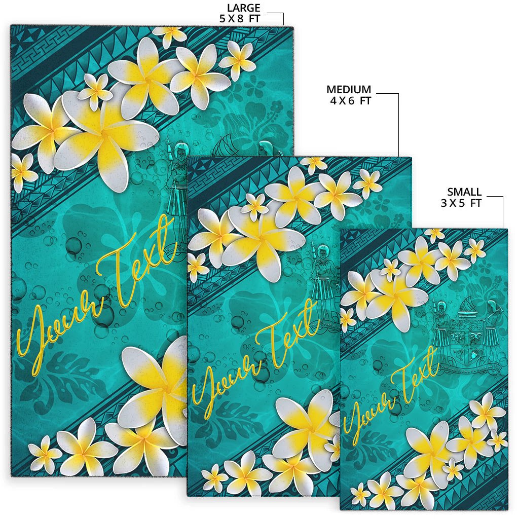 Fiji Polynesian Custom Personalised Area Rug - Plumeria With Blue Ocean-Myprintsy