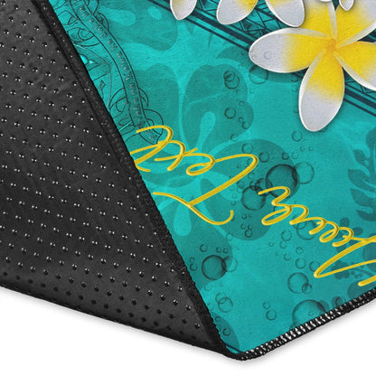 Fiji Polynesian Custom Personalised Area Rug - Plumeria With Blue Ocean-Myprintsy