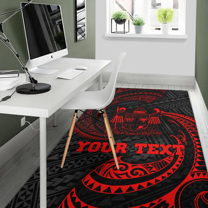 Fiji Polynesian Custom Personalised Area Rug - Red Tribal Wave-Myprintsy