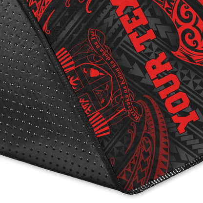 Fiji Polynesian Custom Personalised Area Rug - Red Tribal Wave-Myprintsy