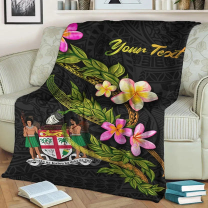 Fiji Polynesian Custom Personalised Blanket - Plumeria Tribal-Myprintsy