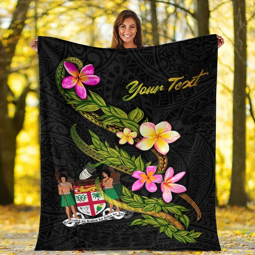Fiji Polynesian Custom Personalised Blanket - Plumeria Tribal-Myprintsy