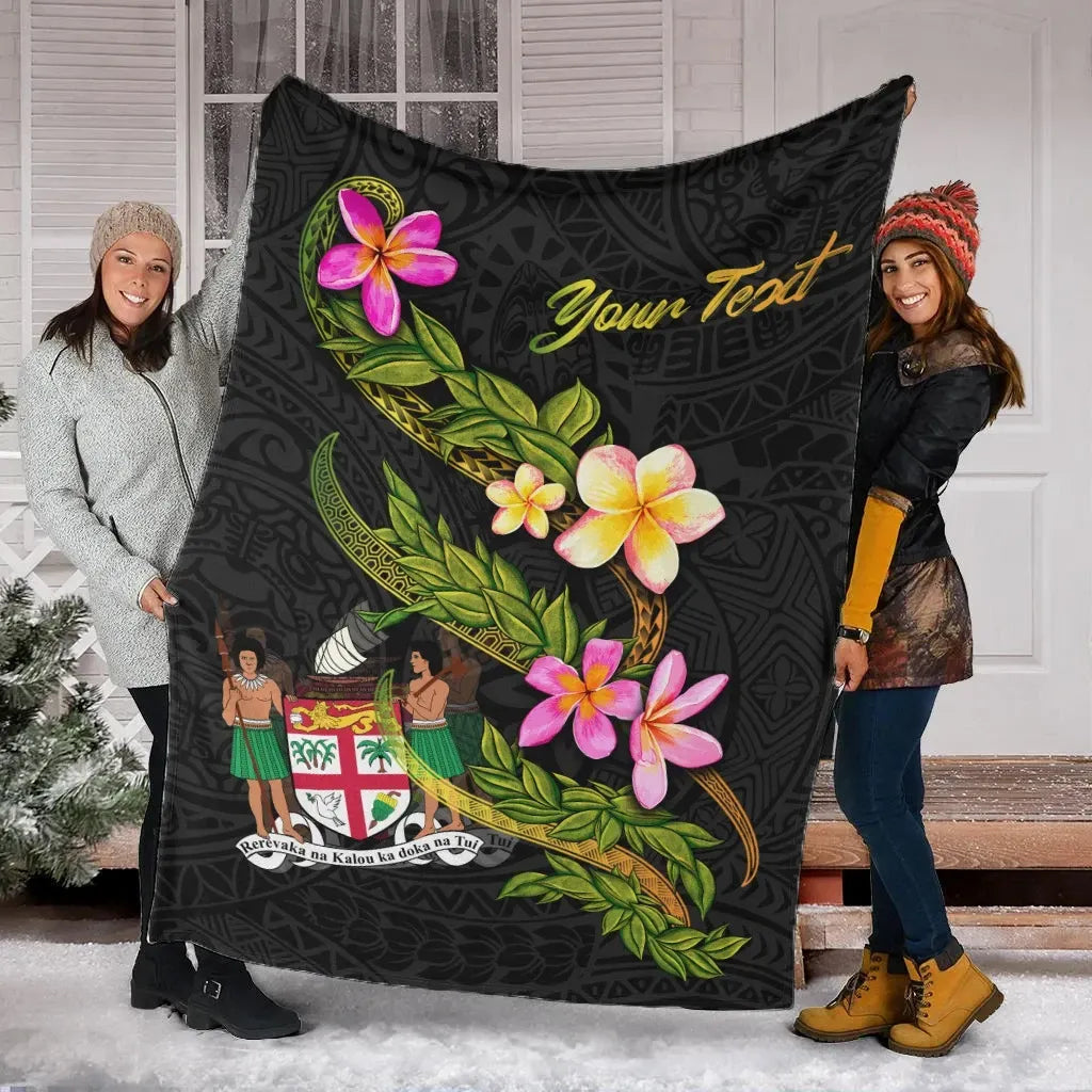 Fiji Polynesian Custom Personalised Blanket - Plumeria Tribal-Myprintsy