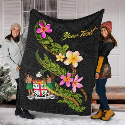 Fiji Polynesian Custom Personalised Blanket - Plumeria Tribal-Myprintsy