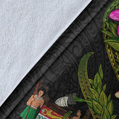 Fiji Polynesian Custom Personalised Blanket - Plumeria Tribal-Myprintsy