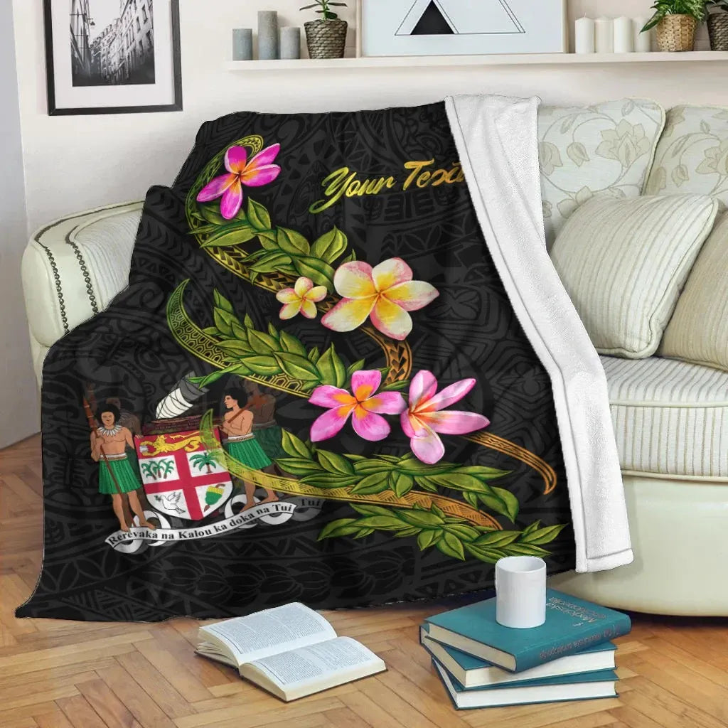 Fiji Polynesian Custom Personalised Blanket - Plumeria Tribal-Myprintsy