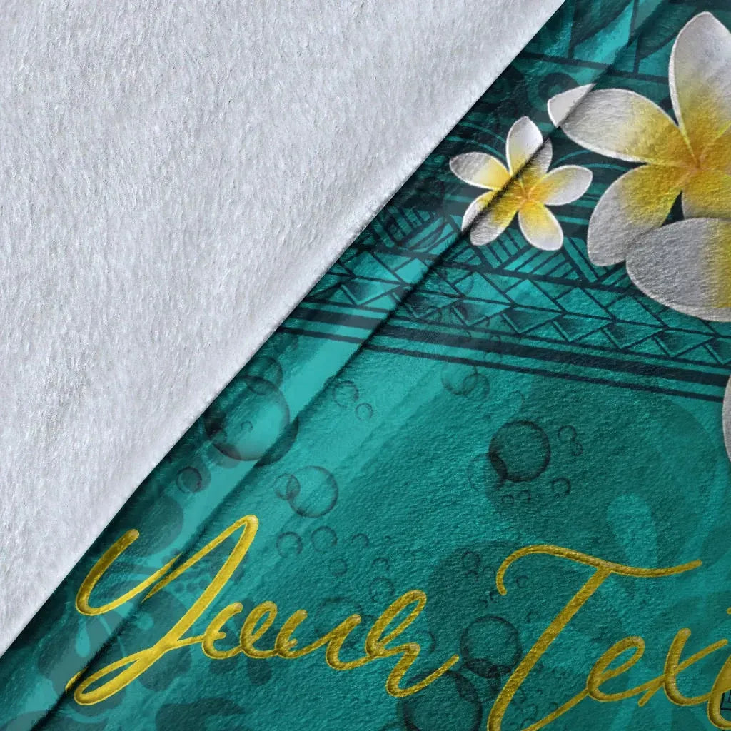 Fiji Polynesian Custom Personalised Blanket - Plumeria With Blue Ocean-Myprintsy