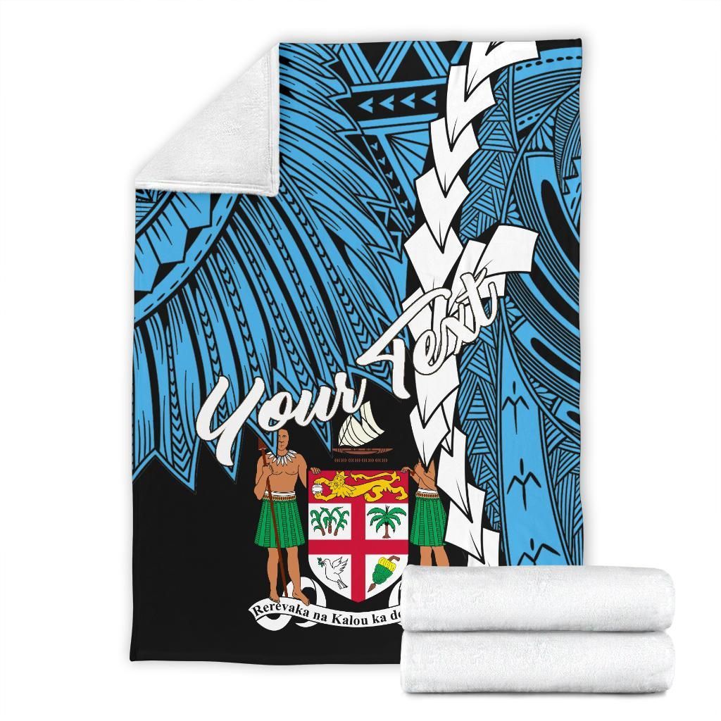 Fiji Polynesian Custom Personalised Premium Blanket - Tribal Wave Tattoo Flag Style-Myprintsy