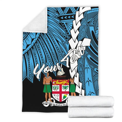 Fiji Polynesian Custom Personalised Premium Blanket - Tribal Wave Tattoo Flag Style-Myprintsy