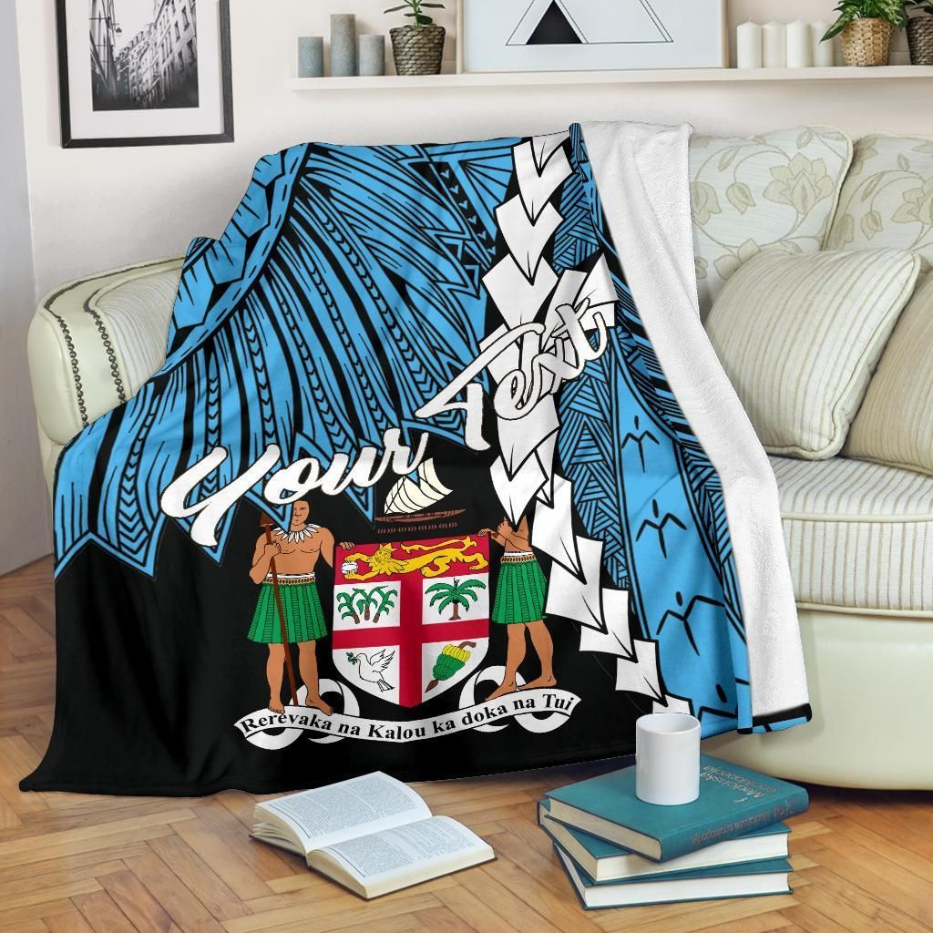 Fiji Polynesian Custom Personalised Premium Blanket - Tribal Wave Tattoo Flag Style-Myprintsy