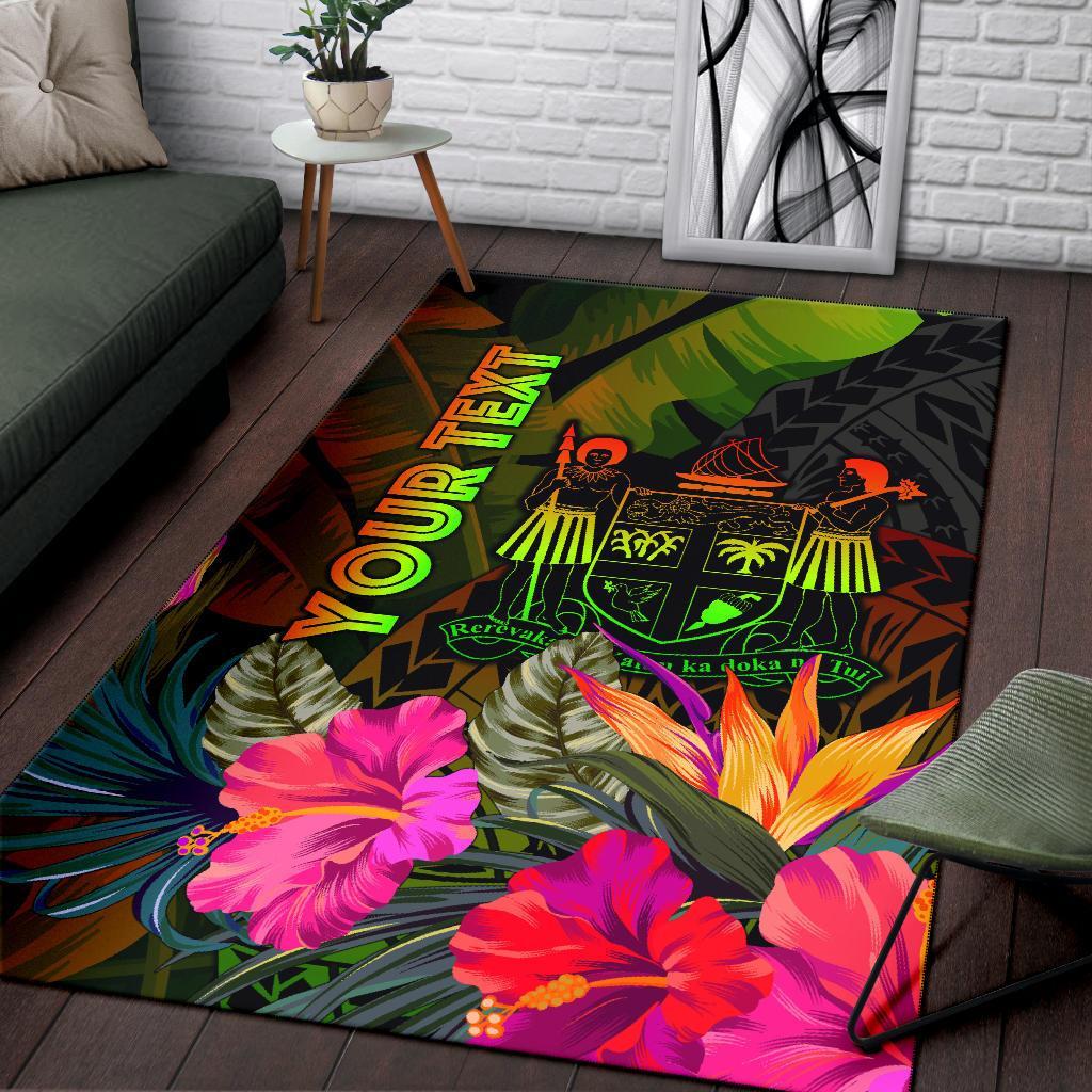 Fiji Polynesian Personalised Area Rug - Hibiscus and Banana Leaves-Myprintsy