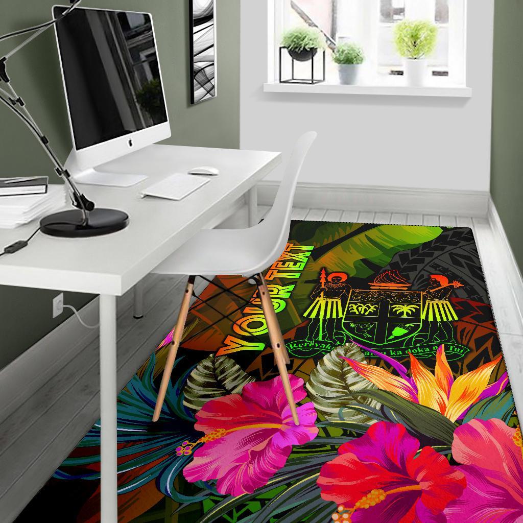 Fiji Polynesian Personalised Area Rug - Hibiscus and Banana Leaves-Myprintsy