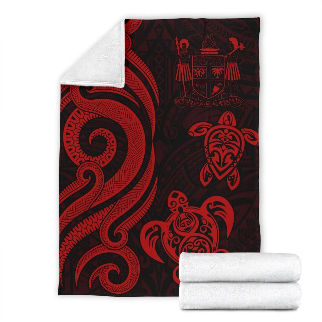 Fiji Polynesian Premium Blanket - Red Tentacle Turtle Crest-Myprintsy